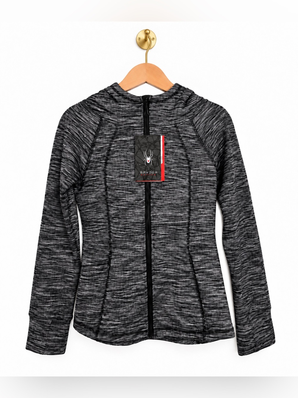 Spyder Active Full Zip Hooded Jacket Black Gray Size S